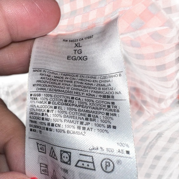 Banana Republic Mens Cotton Soft Wash SS Button Up Orange Plaid Dress Shirt XL - Picture 4 of 5